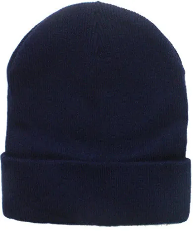 unisex plain navy blue beanie hat Case of 144