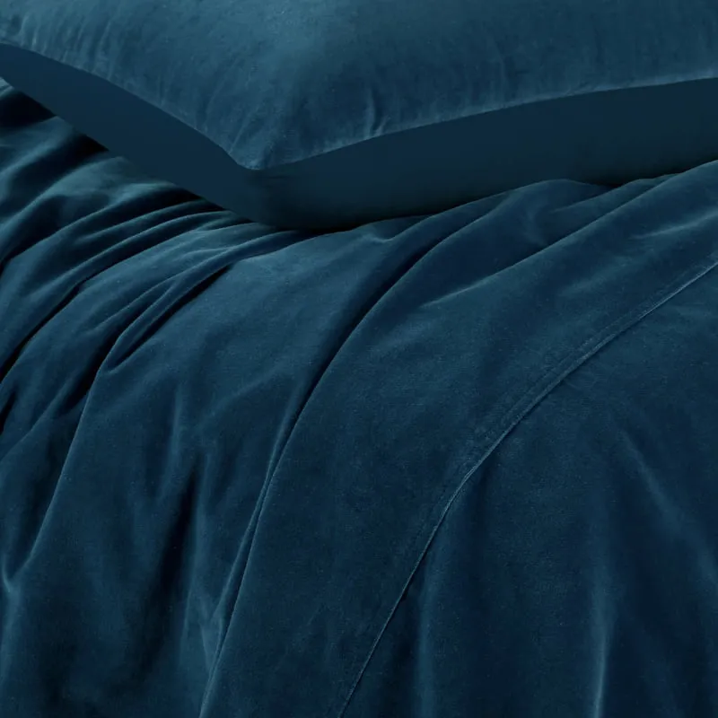 Vintage Design Cotton Velvet Riverland Blue Quilt Cover Set