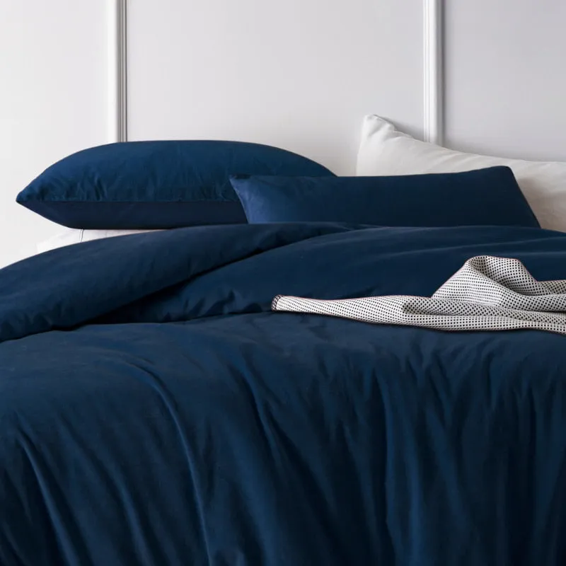 Vintage Design Cotton Velvet Riverland Blue Quilt Cover Set