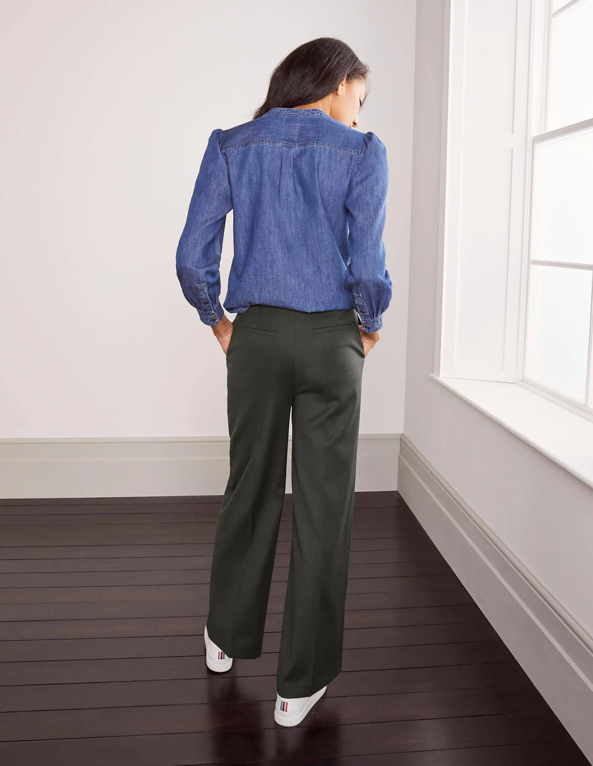 Wesley Wool Trousers-Deep Forest Melange